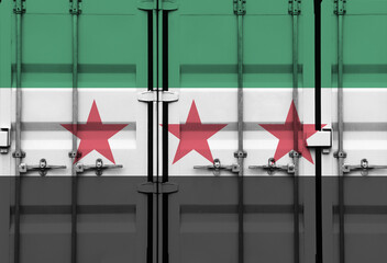 Shipping container with Syria national flag overlay