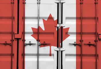 Shipping container with Canadian national flag overlay