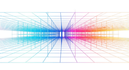 Abstract rainbow perspective grid background for futuristic technology design