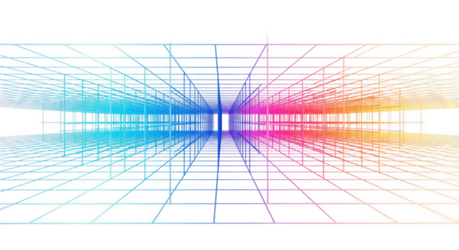 Abstract rainbow perspective grid background for futuristic technology design