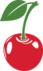 Ripe berry. Red berry. Cherry logo. Isolated cherry on white background