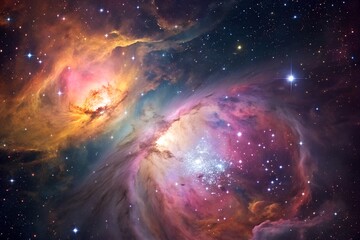 A vibrant nebula in outer space, showcasing the beauty of the cosmos and stars