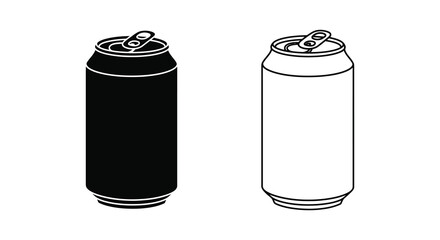 Black and white soda cans with pull tabs on top