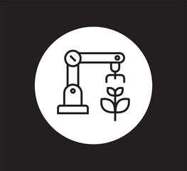 Robotic arm automation agriculture technology farming efficiency. Robotic arm automates plant care agriculture symbolizing innovation efficiency
