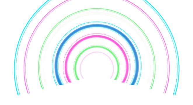 Radiant Archways: An Abstract Tunnel of Pastel Neon Light Layers on Black