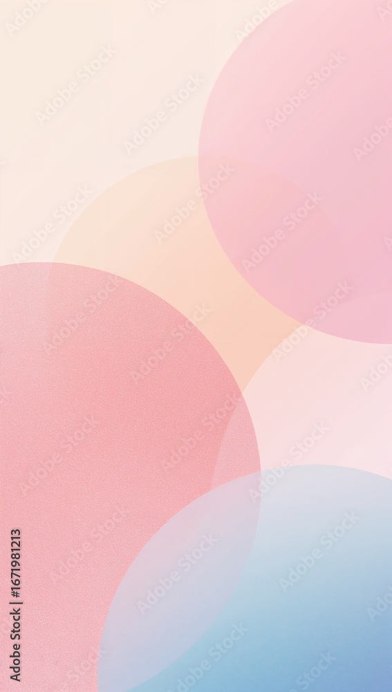 Wall mural minimalist pastel abstract circles overlapping softly with fading glow