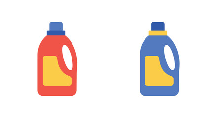 Two bottles of laundry detergent in different colors side by side
