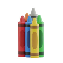 Group of colorful crayons isolated on transparent background