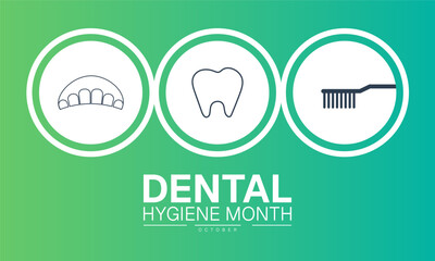 Dental Hygiene Month October Poster Design Template for Oral Health Awareness Featuring Tooth and Toothbrush Icons Dentist and Healthcare Banner Clean Teeth Wellness Campaigns for web browser
Category
