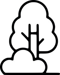 Obraz premium Simple black and white line drawing of a tree with a cloud-like bush at the base.