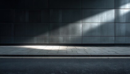 and keyword list for the image

 Sunlit Urban Wall & Pavement
