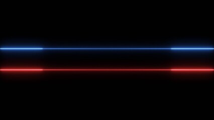 Abstract neon line bright red color 4k illustration. Black background 4k illustration.