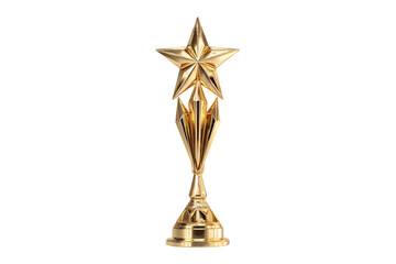 Golden star trophy award isolated on transparent background