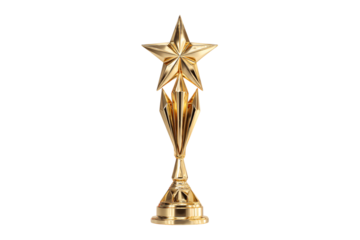 Golden star trophy award isolated on transparent background