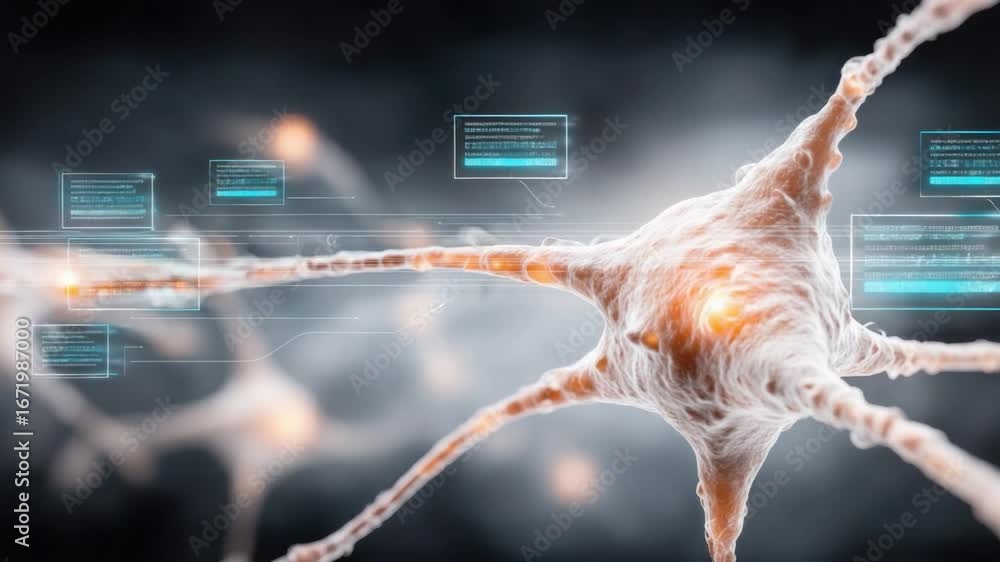 Poster neuronal network: an intricate network of neurons pulses with energy, capturing the complexity of th