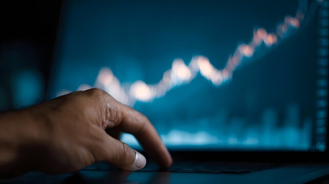 Investor analyzing upward market trend on screen - Powered by Adobe