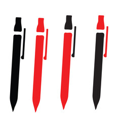 An isolated black silhouette set of pen icon