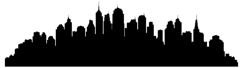 Obraz premium black silhouette of a big city or city panorama without background