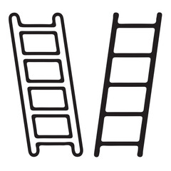 An isolated black silhouette of ladder icon