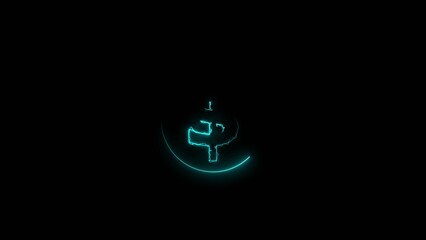Dollar icon neon line bright cyan color 4k illustration. Black background 4k illustration.
