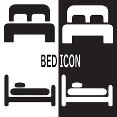 An isolated black silhouette of bed icon