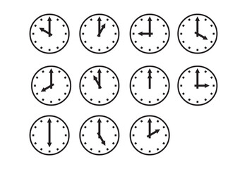 set clock icon vector design illustration solid color