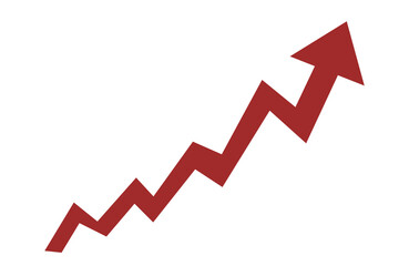 Graph going Up and Down sign with green and red arrows vector. Flat design vector illustration concept of sales bar chart symbol icon with