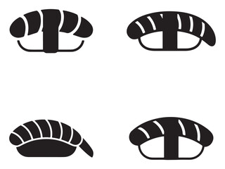 Four black and white popcorn in a box icons.