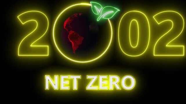 Net zero environment sustainable concept with 2002 year changing. Net Zero Emissions Target Animation Sustainable development and business concept. . Sustainable development and green business concept