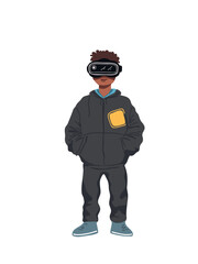 vector illustration teen wearing VR headset