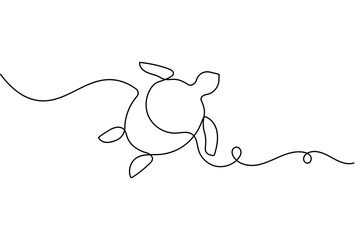 Turtle icon continuous one line drawing modern minimalist isolate outline vector illustration

