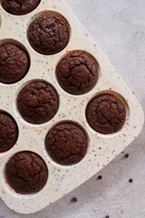 Homemade Hot Chocolate mix fudge muffins, selective focus