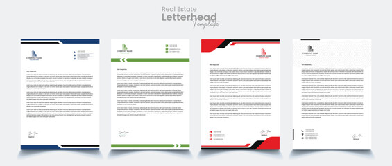 Real estate letterhead template. Creative and Clean letterhead design for your corporate building and real estate project. Vector Illustration