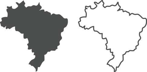 Brazil map icon collection, Brazil map sign vector set in outline.  Brazilian flags set. Set of Brazilian flag
