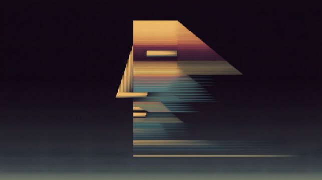 Abstract geometric shapes forming face silhouette. Minimalist digital art with gradient colors. Modern design concept for poster, album cover or social media post. Copy space - Powered by Adobe