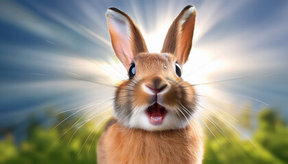 Obraz premium cheerful rabbit with an excited expression