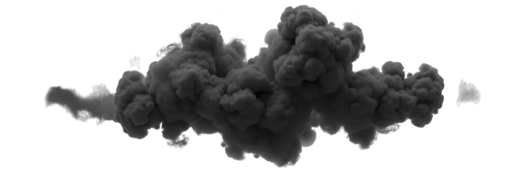 Dark smoke cloud billowing in air, creating dramatic and moody atmosphere. dense formation adds depth and intrigue to scene