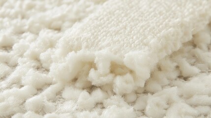Close Up of a White Fluffy Textured Carpet With a Soft Pile Material Macro Shot