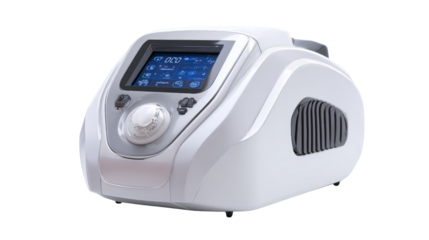 High-tech laser hair removal machine with adjustable settings, isolated on a Transparent background, PNG file.