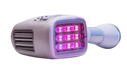 High-tech LED therapy light for dermatological treatments, isolated on a Transparent background, PNG file.