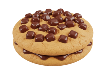 Delicious homemade chocolate chip cookie sandwiched with rich chocolate filling celebrating