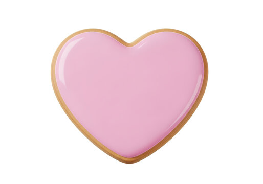 A Heart-Shaped Pink Cookie Celebrating National Homemade Cookies Day with Elegant Gold Edging - Powered by Adobe