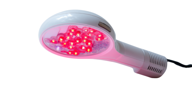 High-tech LED therapy light for dermatological treatments, isolated on a Transparent background, PNG file.