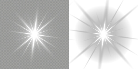 Vector graphics. Sparkling star, vector glowing star light effect. White sparkle light effect...
