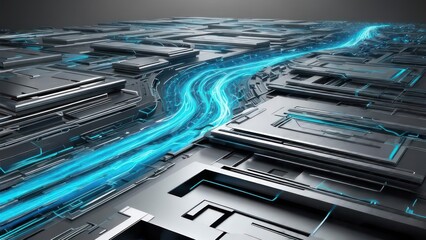 Futuristic circuit board pathway