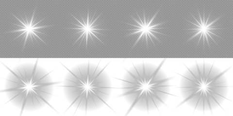 Glowing silver white light. Overlay, Sun rays and glare, Sun, sunrays, light transitions, lens flare, light leaks and glare in PNG format. PNG sunlight flare. Vector graphics. Light PNG. PNG sunlight.
