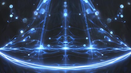 abstract futuristic vertical 4k animation of glowing blue fractal light wave bokeh shallow depth field cinematic looping visual perfect for digital technology projects presentations meditation - Powered by Adobe