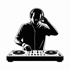 DJ Silhouette Mixing Music Illustration