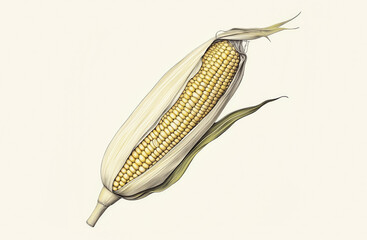 Corn, corncob sketch hand drawn. Healthy food corn, corncob illustration. Organic fresh vegetarian food drawing. Classic engrave, hand drawn, corn, corncob sketch style. Farm market. Illustration