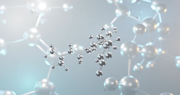 Zolmitriptan rotating 3d molecule, molecular structure of psychiatric drugs seamless video
